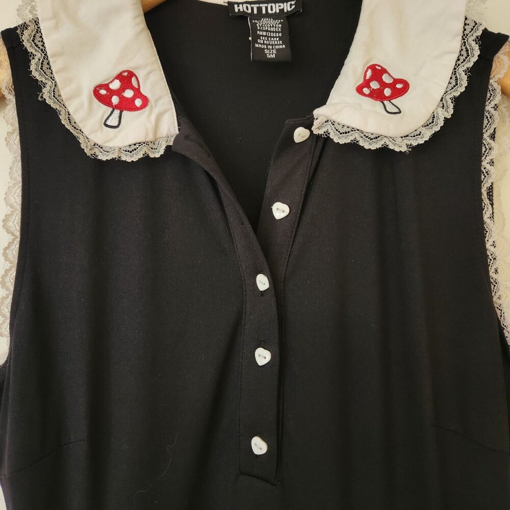 Hot Topic Mushroom Dress Embroidered Lace Hearts Summer Cottagecore Cute Fairy - Picture 7 of 15
